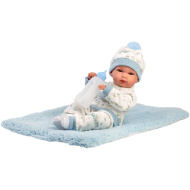 Llorens: Bimbo, 35 cm große Neugeborenenpuppe mit Babyflasche und Decke.