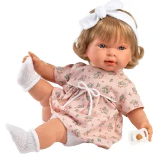Llorens: Carla 42 cm große weinende Puppe im geblümten Kleid mit Stirnband Bild 2