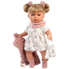 Llorens: Júlía 42cm weinende Puppe mit Schnuller in rosa Mantel Bild 4