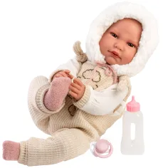 Llorens: Luis, 45 cm große weinende Babypuppe mit Fläschchen und Schnuller. Bild 2