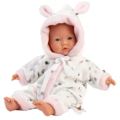 Llorens: Mädchen-Baby-Puppe in weichem Hasenohren-Pyjama 31cm Bild 3
