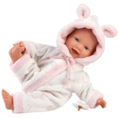 Llorens: Mädchen-Baby-Puppe in weichem Storchmuster-Schlafanzug 31cm Bild 2