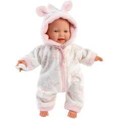 Llorens: Mädchen-Baby-Puppe in weichem Storchmuster-Schlafanzug 31cm Bild 3