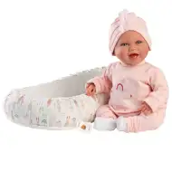 Llorens: Mimi 42 cm große lächelnde Puppe mit Schnuller und Babynest