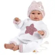 Llorens: Neugeborenes weinendes Mädchenpuppe in plüschigem Pyjama mit Sternenmuster 36cm