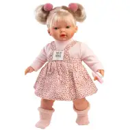 Llorens: Roberta 33 cm große weinende Puppe mit Schnuller im gepunkteten Kleid