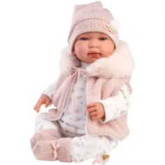 Llorens: Tina 44cm Neugeborenenpuppe in rosa Kapuzenweste Bild 2