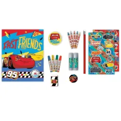 Luna: Cars 30-teiliges Malset mit Wachsmalstiften, Filzstiften und Aufklebern Bild 2