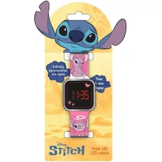 Luna: Disney Stitch und Angel rosa LED-Armbanduhr