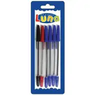 Luna: Kugelschreiber-Set 4 Stück blau, 1 Stück rot, 1 Stück schwarz