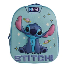 Luna: Must Team 3D Stitch im Weltraum gemusterter, abgerundeter Kindergartenrucksack 26 x 10 x 32 cm