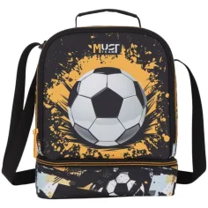 Luna: Must Team thermoisolierte Lunch-Tasche mit Fußballmuster, 2 Fächer, 22 x 16 x 28 cm