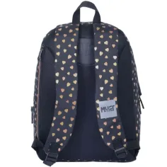 Luna: Schwarzer-goldener Rucksack mit Herzchen, 1 Fach, 32x17x42 cm Bild 2