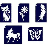 Mädchenhaftes Mini-Glitzertattoo-Schablonenset mit Einhorn, 5-teilig