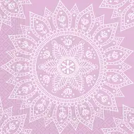 Mandala lila-weiße Papierserviettenset – 2-lagig, 33x33 cm, 20 Stück