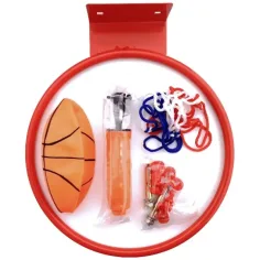 Metall-Basketballkorb-Set mit farbigem Netz, Ball und Pumpe, 22 cm Bild 2