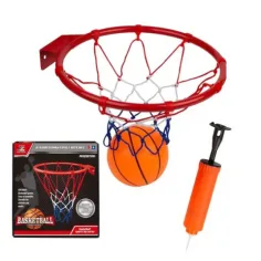 Metall-Basketballkorb-Set mit farbigem Netz, Ball und Pumpe, 22 cm Bild 3