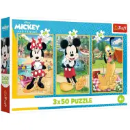 Micky Maus Urlaub mit Freunden 3x50 Teile Puzzle - Trefl