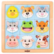 Montessori Tierkopf-Holzpuzzle - Woodyland