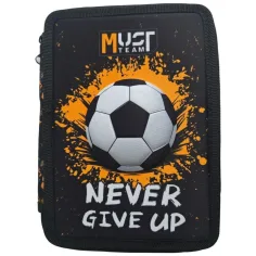 Must: Gefülltes, zweistöckiges Federmäppchen mit Fußballmuster 15 × 5 × 21 cm