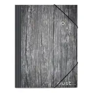 Must: Graue Holzmaserung Gummibandmappe 25x35cm