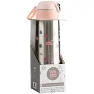 Nebulo: Wabo Edelstahl-Thermosflasche mit silbernem Flamingo 450ml