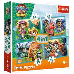 PAW Patrol – Abenteuer auf der Dino-Insel, 4-in-1-Puzzleset – Trefl