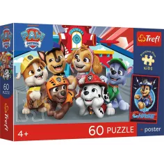 Paw Patrol 60-teiliges Premium-Plus-Kinderpuzzle mit Poster - Trefl