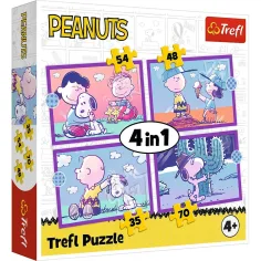 Peanuts Snoopy – Snoopys Hundetag, 4-in-1 Puzzle, 35/48/54/70 Teile - Trefl
