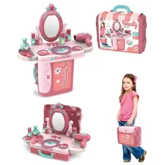 Pink 3-in-1 tragbares Schönheitset im Koffer Bild 2