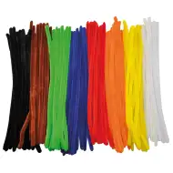 PlayBox: Bunte Chenille-Fäden Grundfarben 10mm x 30cm 100er-Pack