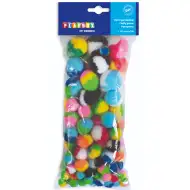 PlayBox: Buntes 100-teiliges Pompon-Set in verschiedenen Größen