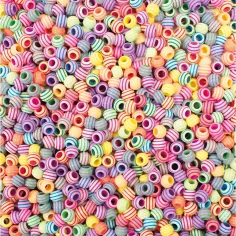 PlayBox: Gestreifte, pastellfarbene fädelbare Perlen 9mm 1550 Stück Bild 2