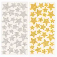 PlayBox: Glitzernde goldene und silberne Sternaufkleber-Set, 132 Stück