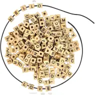 PlayBox: Naturholz fädelbare Buchstabenwürfel in 7x7mm Größe, 300 Stück Packung