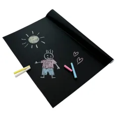 PlayBox: Schwarze Kreidetafelrolle mit bunten Kreiden 200x45cm Bild 2