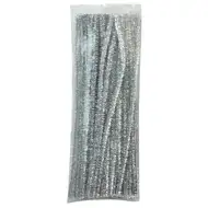 PlayBox: Silberfarbene Chenille-Fäden 100 Stück 6mm