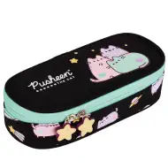 Pusheen Katzen-Oval-Federmäppchen in türkis-schwarz, 23 cm