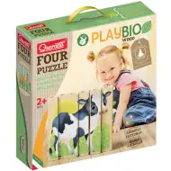 Quercetti: PlayBio Haustiere 4-in-1 Holzklotz-Puzzle