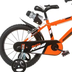 R88 14” Kinderfahrrad mit Flaschenhalter und Stützrädern in orange-schwarz – Dino Bikes Fahrrad Bild 3