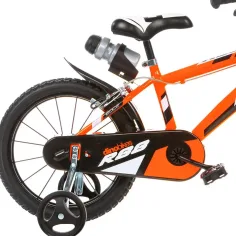 R88 16” Kinderfahrrad mit Flaschenhalter und Stützrädern in orange-schwarz – Dino Bikes Fahrrad Bild 2