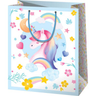 Regenbogenfarbene Einhorn-Geschenktasche, Normalgröße, 11 x 6 x 14 cm