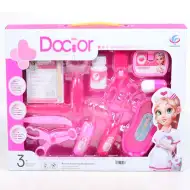 Rosa Arztspielset mit Schere, Krankenblatt und Zubehör