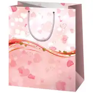 Rosa herzförmige exklusive mittelgroße Geschenktasche 18x10x23cm