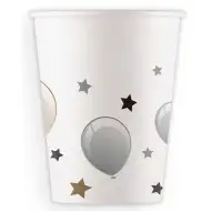 Silberfarbener 8-teiliges Pappbecher-Set 200ml