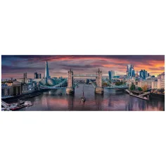 Sonnenuntergang auf der Themse HQC 1000-teiliges Panorama-Puzzle mit Poster - Clementoni Bild 2