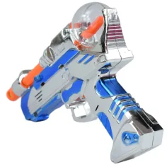 Space Warrior: Elektrische, chromfarbene Weltraumwaffe mit Licht und Ton, 24 cm Bild 3