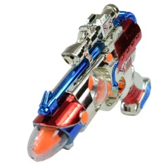 Space Warrior: Elektrische, chromfarbene Weltraumwaffe mit Licht und Ton, 27 cm Bild 2