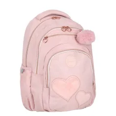 Spirit: Abgerundete Schultasche/Rucksack mit Herzchen, 3 Fächer, 31 x 21 x 46 cm