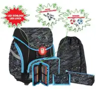 Spirit: Fußball 3D gemustertes ergonomisches 5-teiliges Schulranzen-Set mit LED-Beleuchtung 34x22x41cm